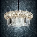 Ideal Lux Kristall-Pendelleuchte NABUCCO, 18-flammig, Ø 70cm, E14, Gold / klar