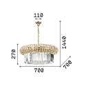 Ideal Lux Kristall-Pendelleuchte NABUCCO, 18-flammig, Ø 70cm, E14, Gold / klar