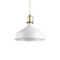 Pendelleuchte ERIS-2, E27, Metall / Satingold-Details / Stoffkabel, Weiß