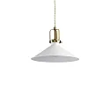Pendelleuchte ERIS-3, E27, Metall / Satingold-Details / Stoffkabel, Weiß