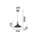 Pendelleuchte ERIS-3, E27, Metall / Satingold-Details / Stoffkabel, Schwarz