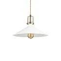 Pendelleuchte ERIS-4, E27, Metall / Satingold-Details / Stoffkabel, Weiß