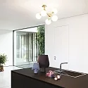 Ideal Lux Ceiling luminaire NODI, 5 flames, E14, connector rotatable, brushed brass / white