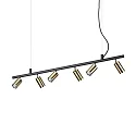 Pendel-/Deckenleuchte DYNAMITE SP6, inkl. 6x GU10 7W 3000K, dreh- und schwenkbar, Messing plattiert / Schwarz