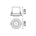 Ideal Lux Recessed LED spot NOVA, IP20, 30W 3000K 3150lm 38°, adjustable, black