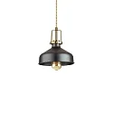 Pendelleuchte ERIS-2, E27, Metall / Satingold-Details / Stoffkabel, Schwarz