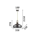 Ideal Lux Pendelleuchte ERIS-2, E27, Metall / Satingold-Details / Stoffkabel, Schwarz