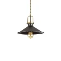 Pendelleuchte ERIS-3, E27, Metall / Satingold-Details / Stoffkabel, Schwarz