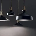 Ideal Lux Pendelleuchte ERIS-4, E27, Metall / Satingold-Details / Stoffkabel, Schwarz