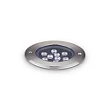 LED Boden-Einbauleuchte FLOOR 14, IP67 IK10, rund, Ø 14cm, 12W 3000K 1130lm 30°, CRi >90, on/off, silber