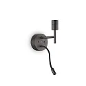 Ideal Lux Wandleuchte SET UP MAP2, 2-flammig, IP20, E27 (exkl.) + LED-Flexarm 3W 3000K 200lm, mit USB-Port + Schaltern, schwarz