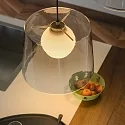 Ideal Lux Pendant luminaire FADE with glass diffuser and coulour grade, incl. G9 3W 3000K 300lm, amber