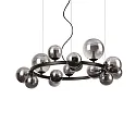 Pendant luminaire PERLAGE, ROUND, Ø 85cm, 14-flame, incl. 14x LED G9 3W 3000K, black / chrome glass