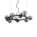 Pendant luminaire PERLAGE, ROUND, Ø 73cm, 11-flame, incl. 11x LED G9 3W 3000K, black / chrome glass
