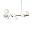 Pendant luminaire PERLAGE, HORIZONTAL, 6-flame, incl. 6x LED G9 3W 3000K, satined brass / white