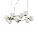 Pendant luminaire PERLAGE, ROUND, Ø 73cm, 11-flame, incl. 11x LED G9 3W 3000K, satined brass / white
