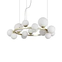 Pendant luminaire PERLAGE, ROUND, Ø 85cm, 14-flame, incl. 14x LED G9 3W 3000K, satined brass / white
