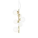 Pendant luminaire PERLAGE, VERTIKAL, 10-flame, incl. 10x LED G9 3W 3000K, satined brass / white