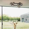 ceiling luminaire PERLAGE 10 flames G9 IP20, amber, satined brass dimmable