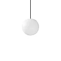 Outdoor Kugel-Pendelleuchte SOLE, IP44, E27, Kunststoff weiß / PVC-Kabel schwarz / Baldachin weiß, Ø 20cm