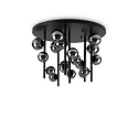 ceiling luminaire PERLAGE 18 flames G9 IP20, smoky colour, black matt dimmable