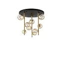 ceiling luminaire PERLAGE 9 flames G9 IP20, amber, satined brass dimmable