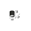 Ideal Lux LED Aufbau-Downlight NITRO D04 ROUND DOB, IP20, Ø 4cm, CRi >90, dimmbar, starr, 4W 2700K 210lm 40°, schwarz