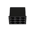 recessed downlight LIKA FI SLIM SQUARE 9 flames, slim, on/off, with trim, UGR < 16 IP20, black matt 