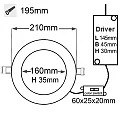 ISOLED LED Downlight ultraflach, weißdynamisch, IP42, Ø 21cm, 24W ColorSwitch 2600|3100|4000K 1950lm 110°, CRI >90, dimmbar