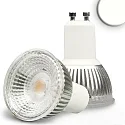LED Strahler GLAS-COB, GU10, 6W 2700K 460lm 405cd 70°, dimmbar, Silber / klar strukturiert