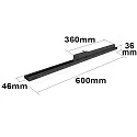 3-Phasen Linearleuchte 60cm, BAP geeignet, starre Optik, 20W 4000K 2400lm 110°, Schwarz