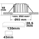 Recessed outdoor LED spot Sys-68, IP65, fixed optics, CRi >95, TRIAC dimmable, 10W 3000K 800lm 60°