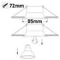 Einbaurahmen rückversetzt für GU10/MR16, IP54, rund, Ø 8.5cm, mit Glaslinse, exkl. Leuchtmittel, Weiß