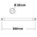 ISOLED T8 LED Röhre NANO+, 60cm, IP20, 100-260V AC, G13, 9W 4000K 1250lm 300°, nicht dimmbar, matt