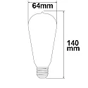 ISOLED LED Deko-Filament Edisonlampe VINTAGE LINE ST64, E27, 8W 2200K 550lm 360°, dimmbar, Glas Amber