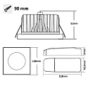 ISOLED Cover Aluminium QUADRATISCH rückversetzt für Einbaustrahler Sys-90, Weiß