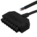 Mini-Plug 6-fach Verteiler Female, 100cm, 2x0.75, IP54, schwarz, max. 48V