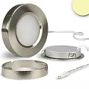 LED Slim Ein- und Unterbauleuchte MiniAMP, IP52, Ø 7cm, dimmbar, Nickel gebürstet / diffus, 24V DC, 3W 2800K 160lm 120°
