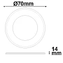 ISOLED LED Slim Ein- und Unterbauleuchte MiniAMP, IP52, Ø 7cm, dimmbar, Nickel gebürstet / diffus, 24V DC, 3W 2800K 160lm 120°
