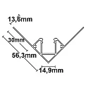 ISOLED LED drywall profile, inside corner, anodized aluminium, 200cm