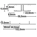 ISOLED LED drywall lighting profile PLANAR, indirect lightbeam, for 2 LED strips, aluminium, 200cm, anodized aluminium