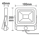 Outdoor LED Fluter mit PIR-Bewegungssensor, IP65, drehbar und schwenkbar, schwarz, 30W 4000K 2800lm 120°