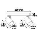 ISOLED Wand- und Deckenleuchte GU10 Dual, 2-flammig, IP20, schwenkbar, exkl. Leuchtmittel, Aluminium, Weiß matt