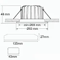 Outdoor LED Einbaustrahler Sys-68, IP65, starre Optik, CRi >95, Push-/DALI-dimmbar, 10W 3000K 800lm 60°