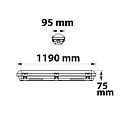ISOLED LED Wannenleuchte 120cm, IP65 IK08, Powerswitch 25-40W, Colorswitch 3000|4000|5000K 5050lm 120°, schlagfest