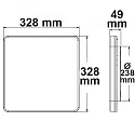 ISOLED LED Aufbauleuchte SQUARE, IP54, 32.8 x 32.8cm, 24W 3000/4000K 2700lm 120°, schaltbar, weiß, mit HF/MW-Bewegungssensor