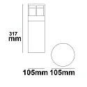 ISOLED LED Pollerleuchte-5, IP54, 6W 3000K 280lm, Aluminium, sandschwarz, Höhe 30cm