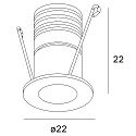 ISOLED LED Einbauleuchte MiniAMP, rückversetzt, IP42, Ø 2.2cm, 24V DC, dimmbar, 1W 3000K 60lm 60°, Schwarz