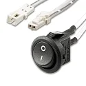 MiniAMP recessed switch on/off, female-socket and male-plug, 30cm+200cm, 2 poles, white, max. 5A