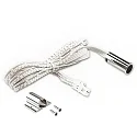 MiniAMP contact-sensor, round, IP20, recesses + surface mount, 12-24V DC, 3A, with 2x 150cm white cable, chrome